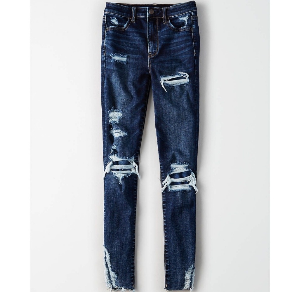 American Eagle Super Hi Rose Destroyed Jegging 8S